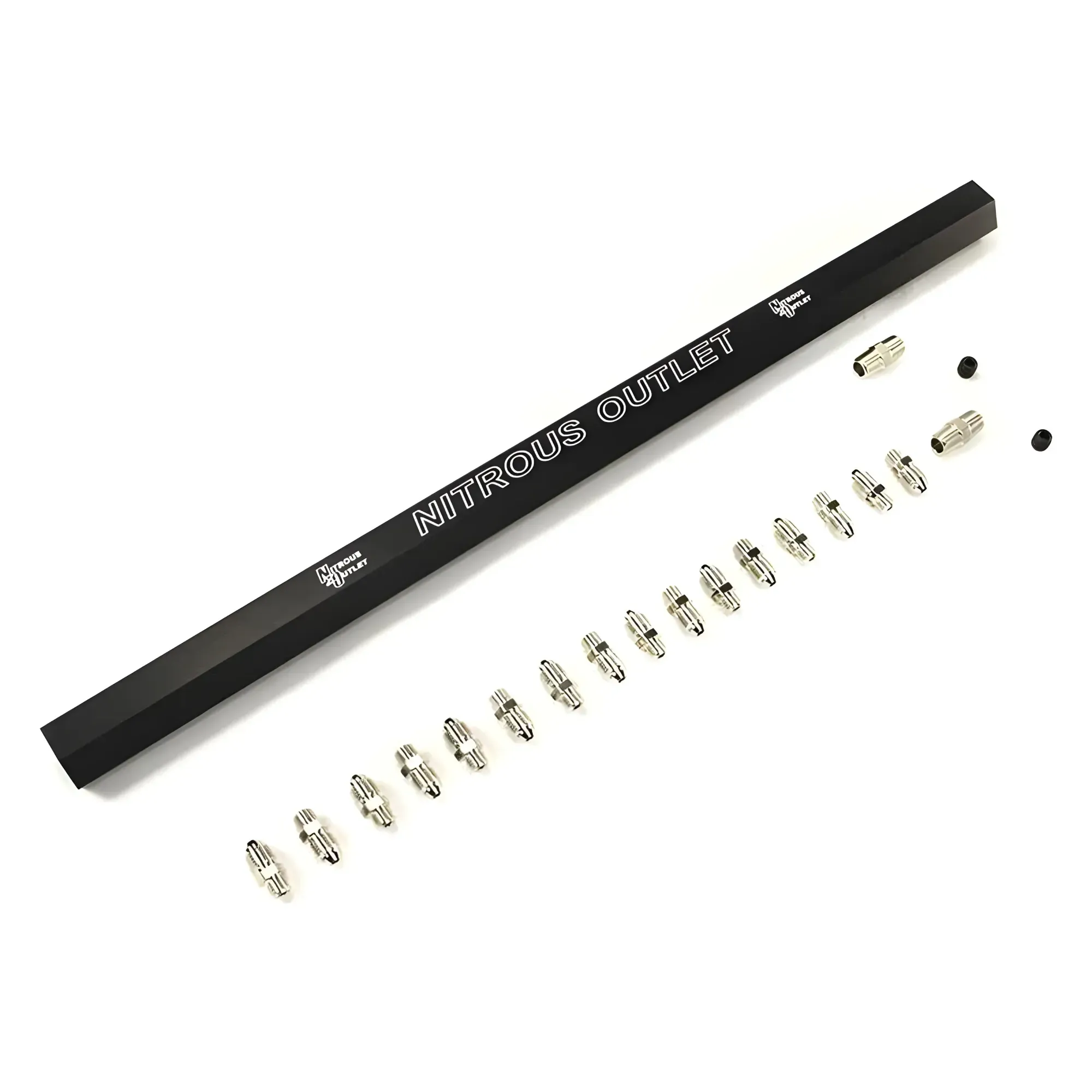 Nitrous Outlet Dual Passage Single Injection Rail Kit With Fittings for 2 Solenoid Direct Port  -1/8" NPT Inlets, 5/16-24"...