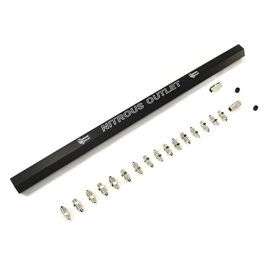 Nitrous Outlet Dual Passage Single Injection Rail Kit With Fittings for 2 Solenoid Direct Port  -1/8" NPT Inlets, 5/16-24"...