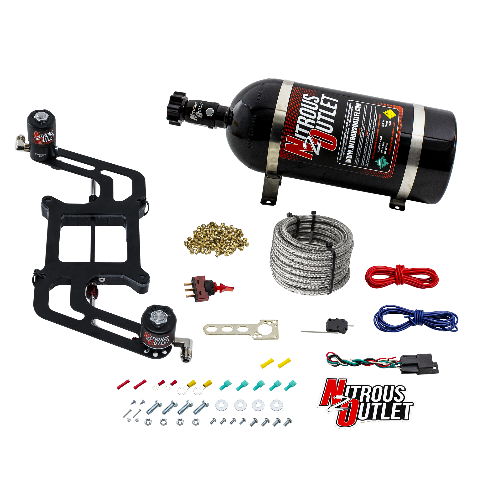 Nitrous Outlet 4150 Weekend Warrior System - Hard-line/.122 Nitrous Solenoid/.177 Fuel Solenoid/Boomerang Solenoid Bracket...