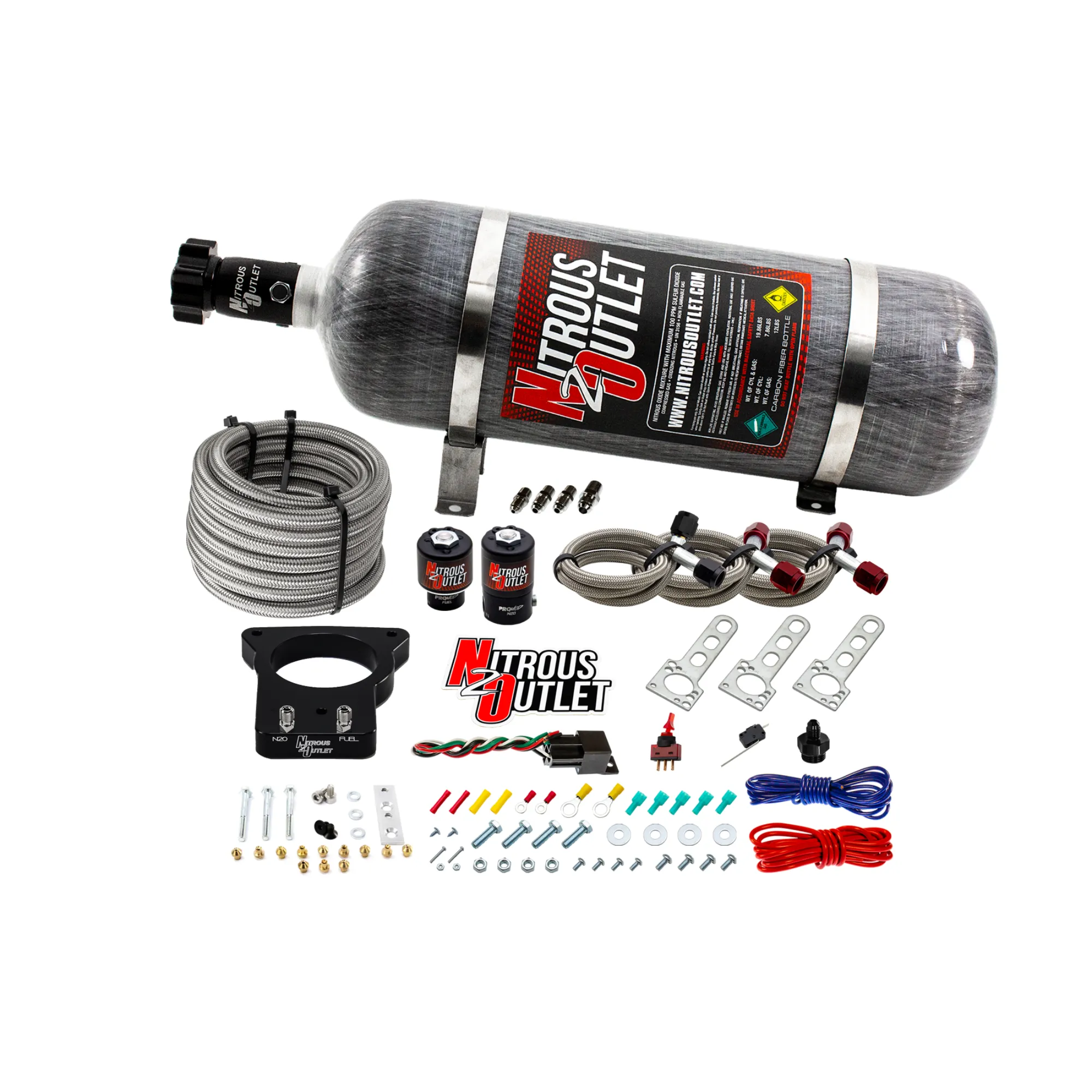 Nitrous Outlet GM 78mm LSX Plate System - Gas/E85 (5-55psi)(50-200HP)(12lb Bottle)(1997-2004 Corvette Requires Part # 00-4...