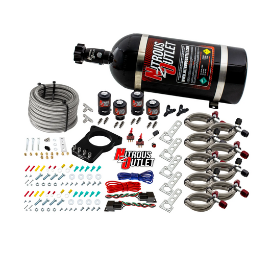 Nitrous Outlet GM 78mm Dual Stage LSX Plate System - Gas/E85 (5-55psi)(50-200HP)(10lb Bottle)(1997-2004 Corvette Requires ...