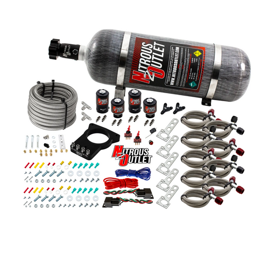 Nitrous Outlet GM 78mm Dual Stage LSX Plate System - Gas/E85 (5-55psi)(50-200HP)(12lb Bottle)(1997-2004 Corvette Requires ...