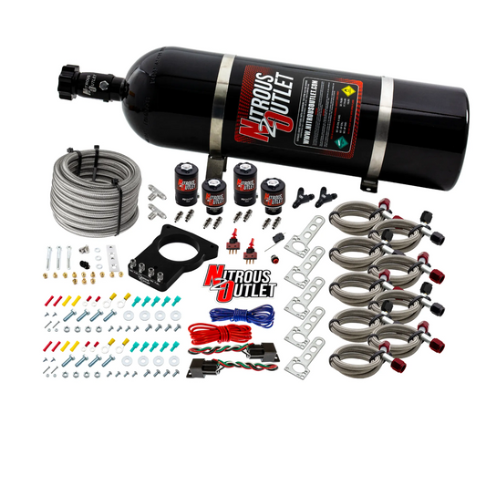 Nitrous Outlet GM 78mm Dual Stage LSX Plate System - Gas/E85 (5-55psi)(50-200HP)(15lb Bottle)(1997-2004 Corvette Requires ...