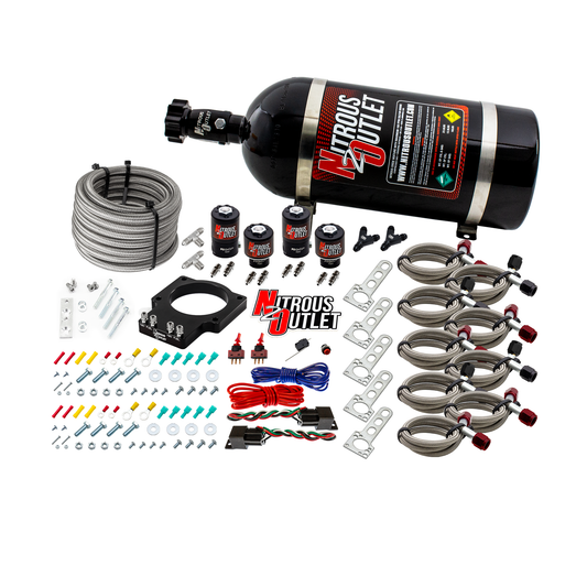 Nitrous Outlet GM 92mm LSX Dual Stage Plate System - Gas/E85 (5-55psi)(50-200HP)(10lb Bottle)(1997-2004 Corvette Requires ...