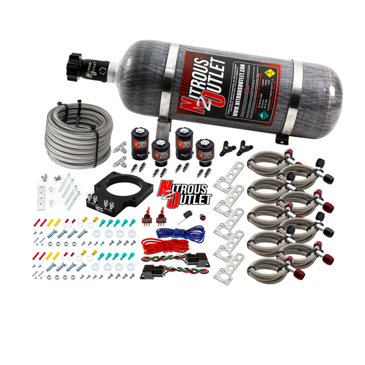 Nitrous Outlet GM 92mm LSX Dual Stage Plate System - Gas/E85 (5-55psi)(50-200HP)(12lb Bottle)(1997-2004 Corvette Requires ...