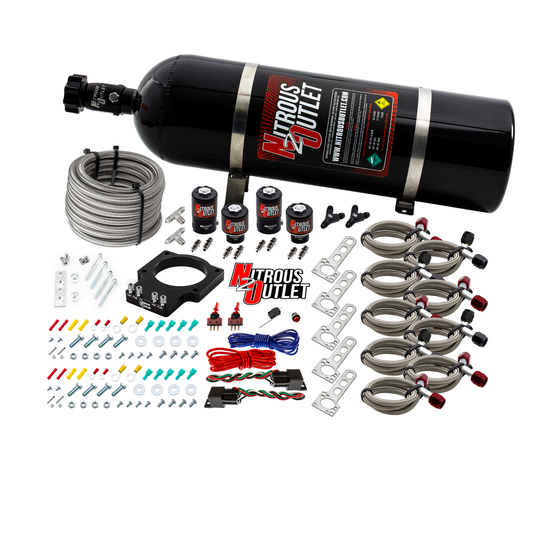 Nitrous Outlet GM 92mm LSX Dual Stage Plate System - Gas/E85 (5-55psi)(50-200HP)(15lb Bottle)(1997-2004 Corvette Requires ...