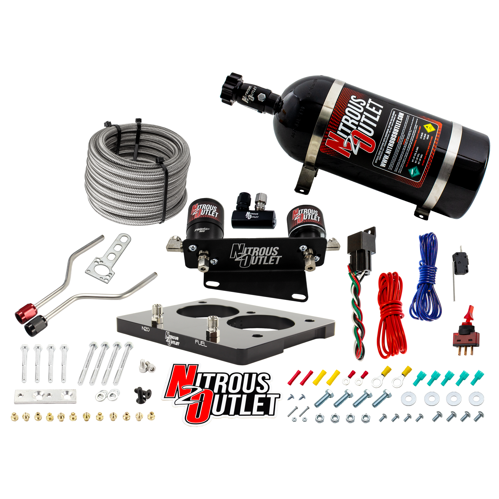 Nitrous Outlet GM/Pontiac 58mm 1993-1997 Camaro/Firebird/Impala LT1 Hard-line Plate System - Gas/E85 (5-55psi)(50-200HP)(1...
