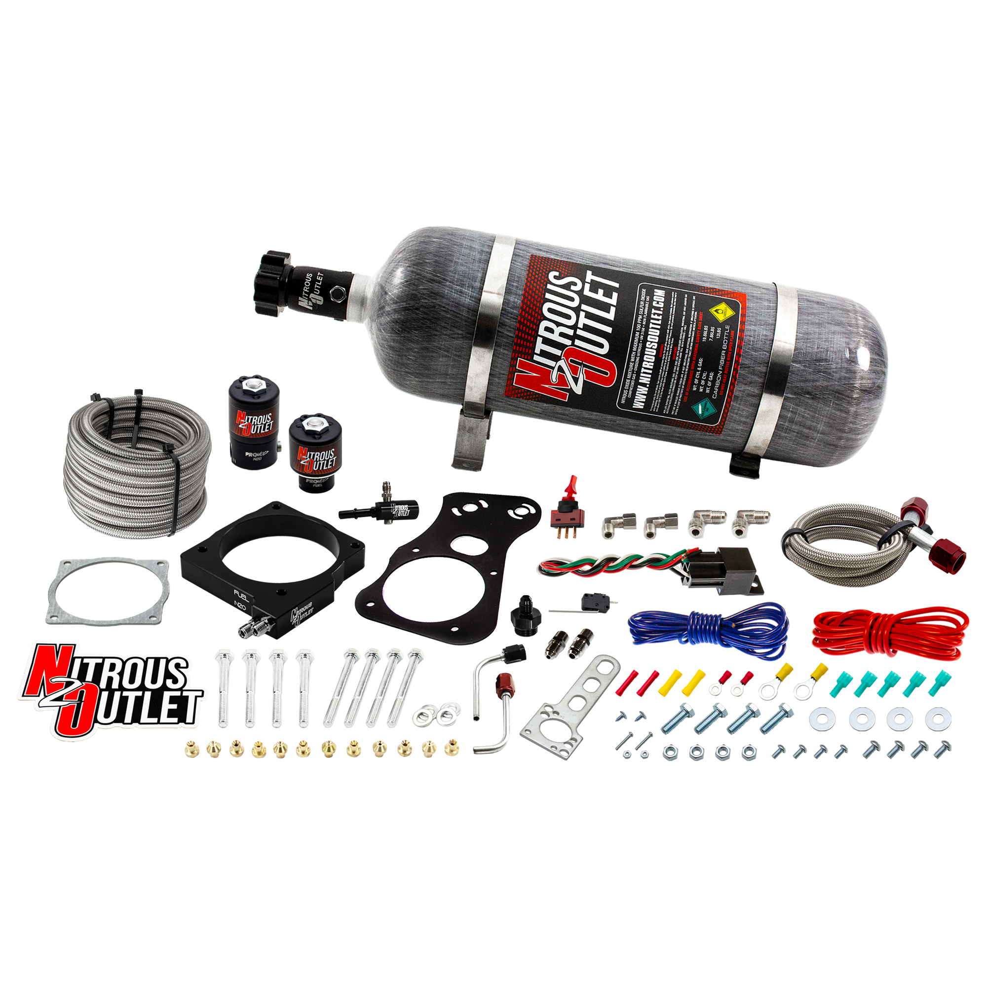 Nitrous Outlet Dodge 80mm 2005-2010 Challenger/Charger/300C/Jeep 6.1 Hemi Intake Hard-line Plate System - Gas/E85 (5-55psi...