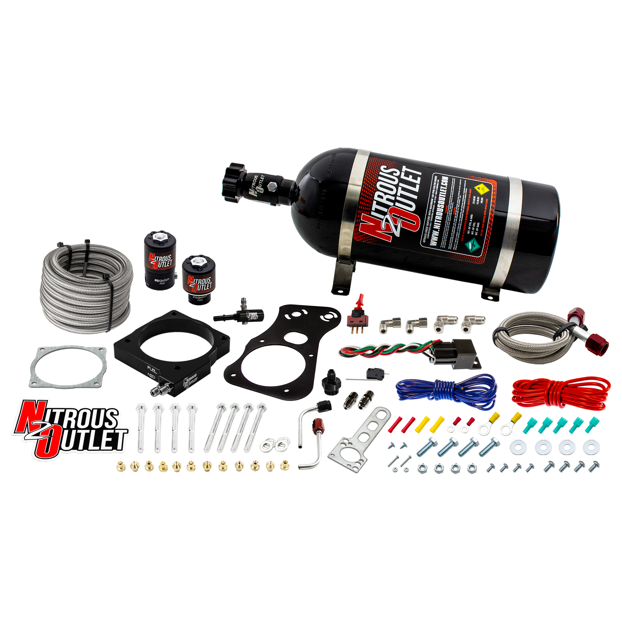 Nitrous Outlet Dodge 85mm 2005-2010 Challenger/Charger/300C/Jeep 6.1 Hemi Intake Hard-line Plate System - Gas/E85 (5-55psi...