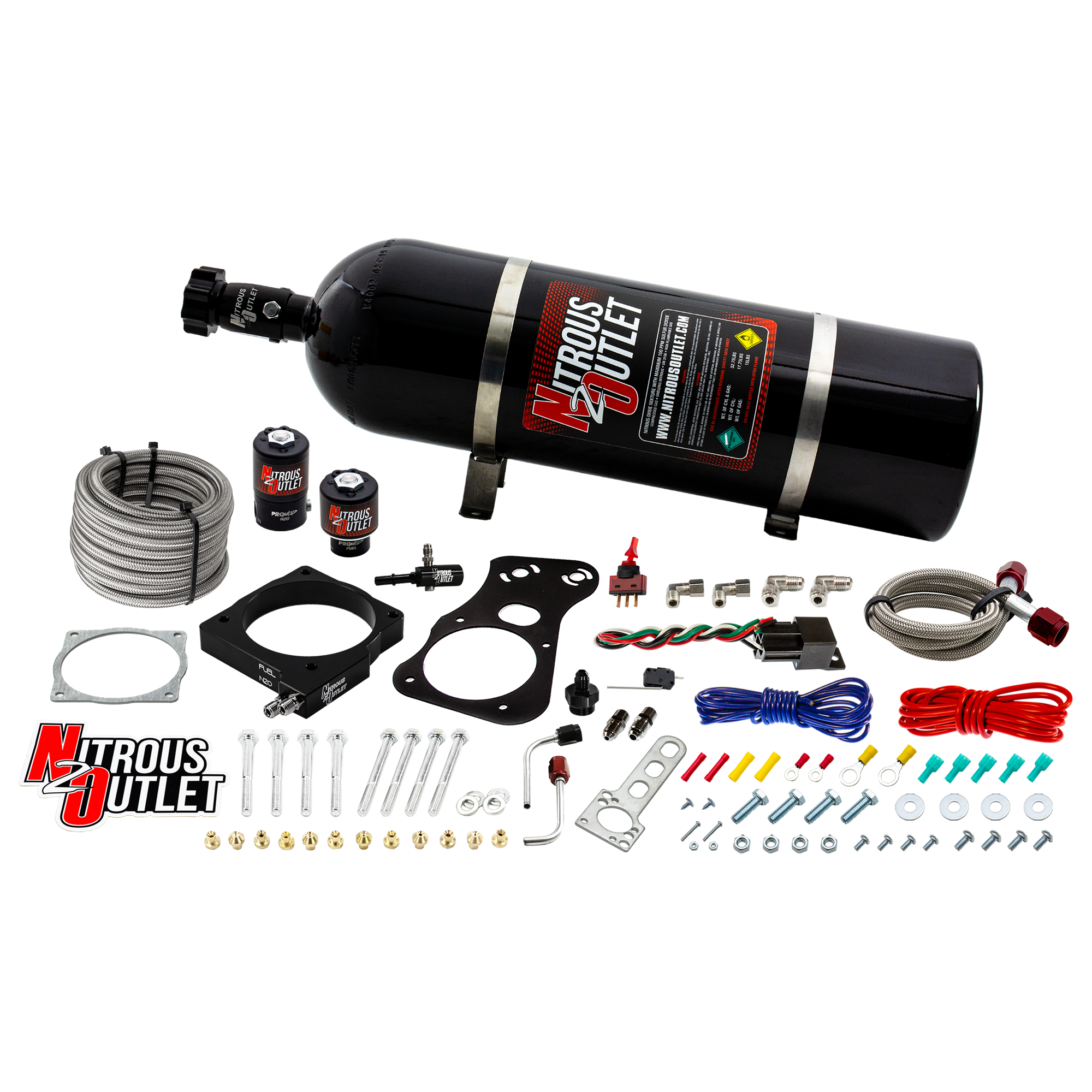 Nitrous Outlet Dodge 90mm 2005-2010 Challenger/Charger/300C/Jeep 6.1 Hemi Intake Hard-line Plate System - Gas/E85 (5-55psi...
