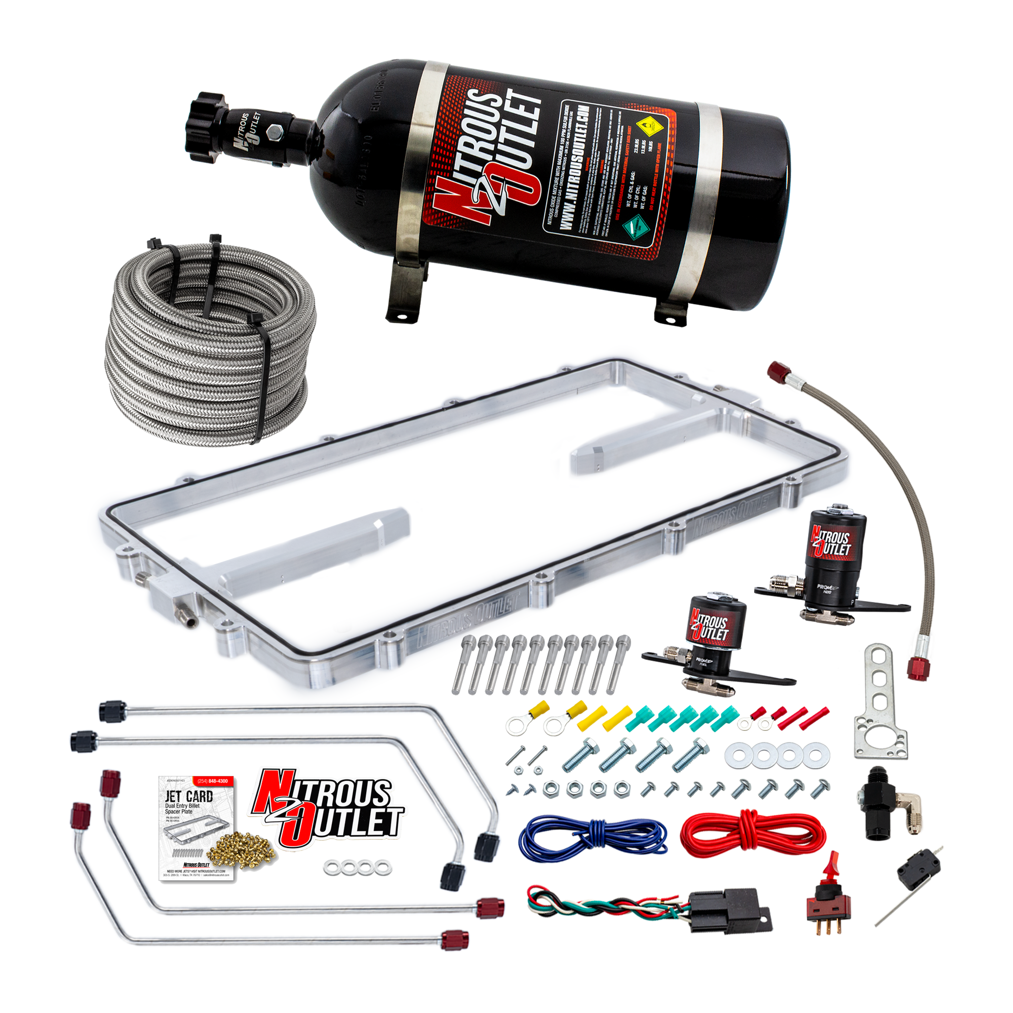 Nitrous Outlet GM BTR Equalizer 1 LS1/LS2 Spacer Plate Plate System - Gas/E85 (5-55 psi)(50-200hp)(10 LB Bottle)