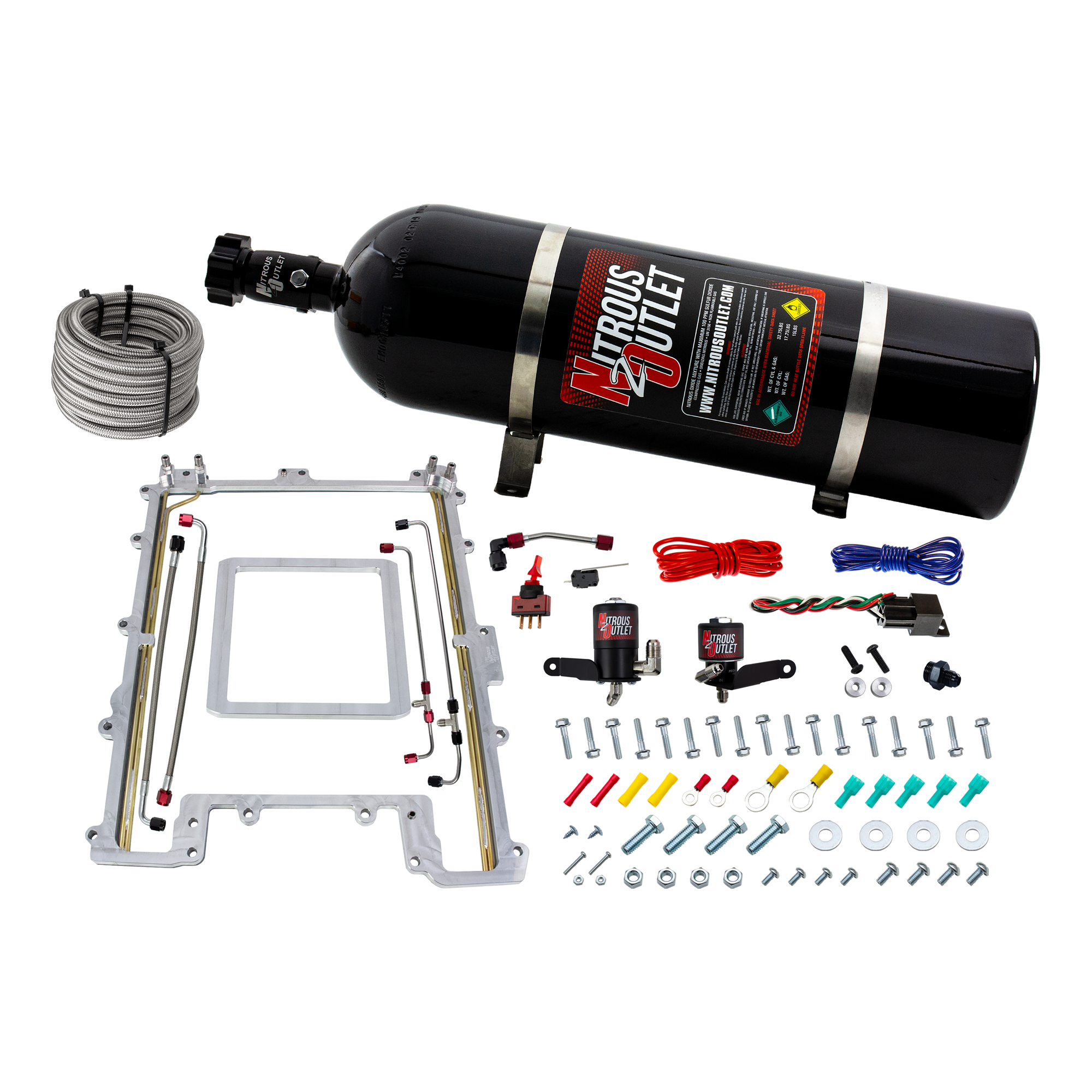 Nitrous Outlet GM 2012-2015 Camaro ZL1 LSA Blower Spacer Plate system - Gas/E85 (45-55psi)(100-300HP)(15lb Bottle)