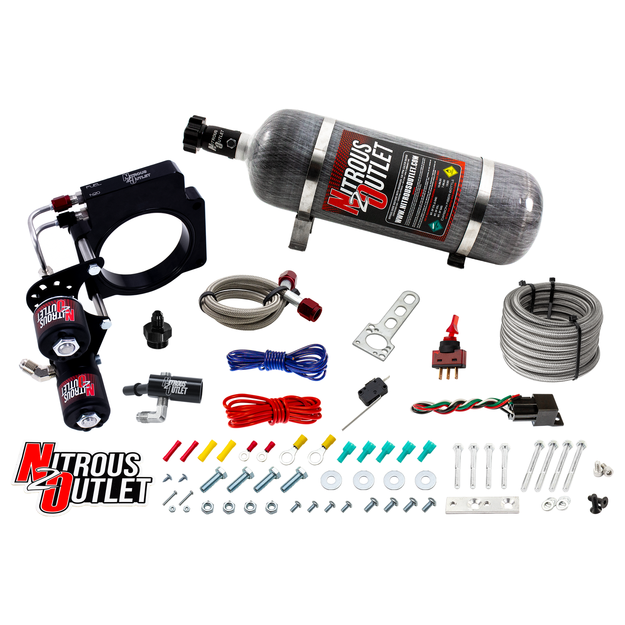 Nitrous Outlet GM 2015-2019 C7 ZO6 Corvette 83mm Hard-line Plate System - Gas/E85 (5-55psi)(50-200HP)(12lb Bottle)