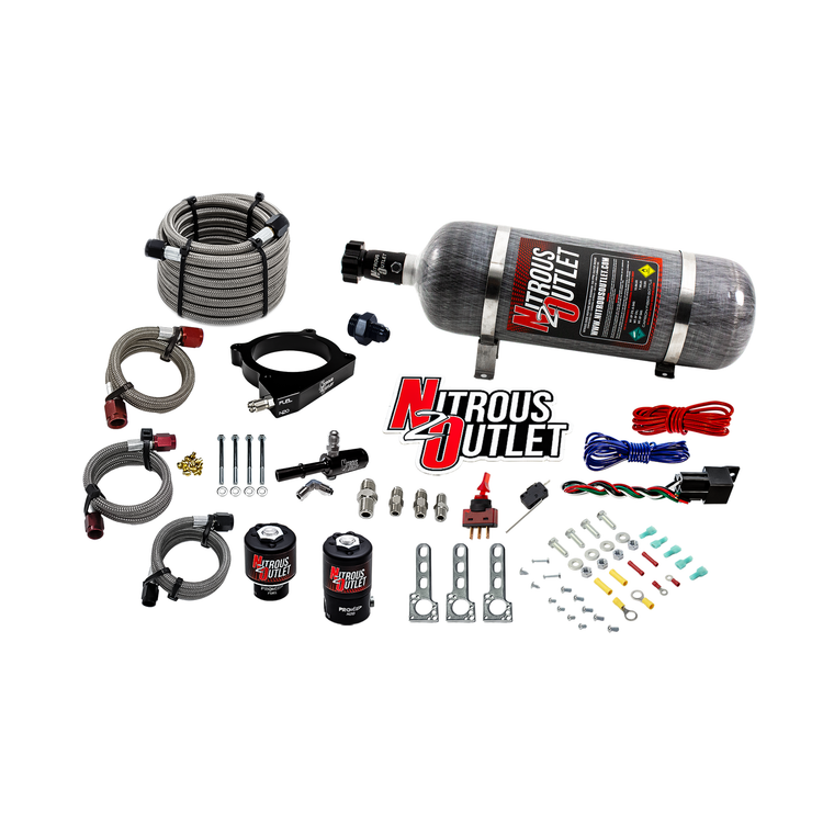 Nitrous Outlet 2020�2026 Ford 7.3L OEM Godzilla Universal Throttle Body Plate Nitrous System (50�200 HP / 400+ HP Capable)(12 lb bottle)