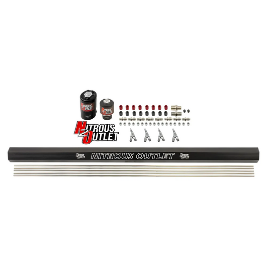 Nitrous Outlet 4 Cylinder Solenoids Forward Direct Port Plumbers Kit - .122 Nitrous Solenoid/.177 Fuel Solenoid/Dual Passa...