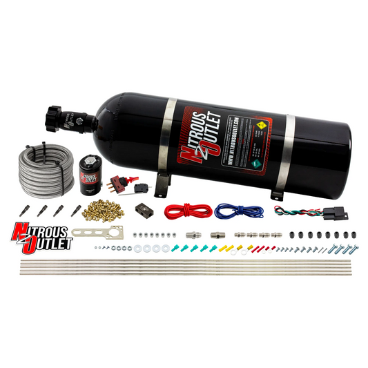 Nitrous Outlet Dry 4 Cylinder Direct Port System - .122 Nitrous Solenoid/Distribution Block/SBT Nozzles (50-250HP)(15lb Bo...