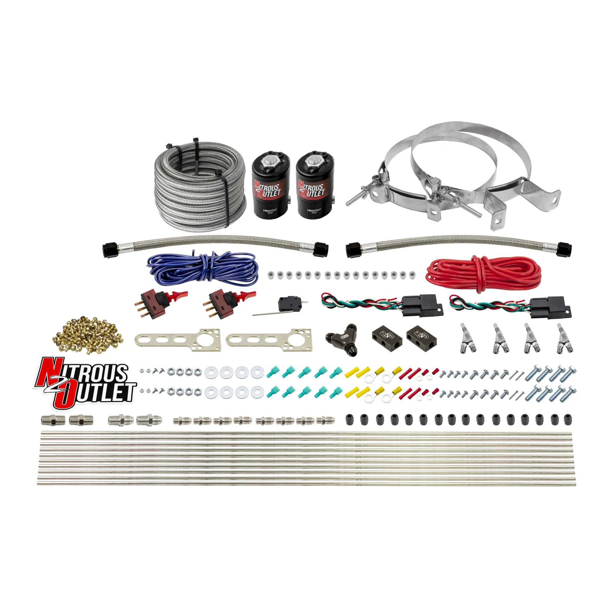 Nitrous Outlet Dry 4 Cylinder Dual Stage Direct Port System - Two .122 Nitrous Solenoids/Distribution Blocks/SBT Dual Pass...