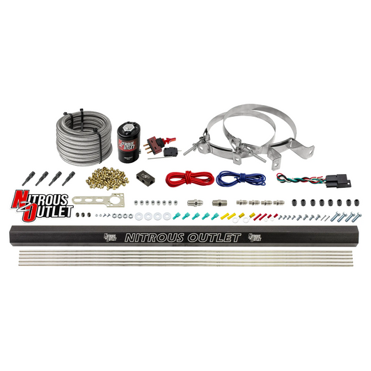 Nitrous Outlet Dry 4 Cylinder Direct Port System - .122 Nitrous Solenoid/Injection Rail/90 Degree Discharge Nozzles (50-25...