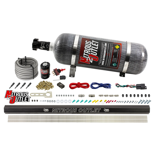 Nitrous Outlet Dry 4 Cylinder Direct Port System - .122 Nitrous Solenoid/Injection Rail/90 Degree Discharge Nozzles (50-25...