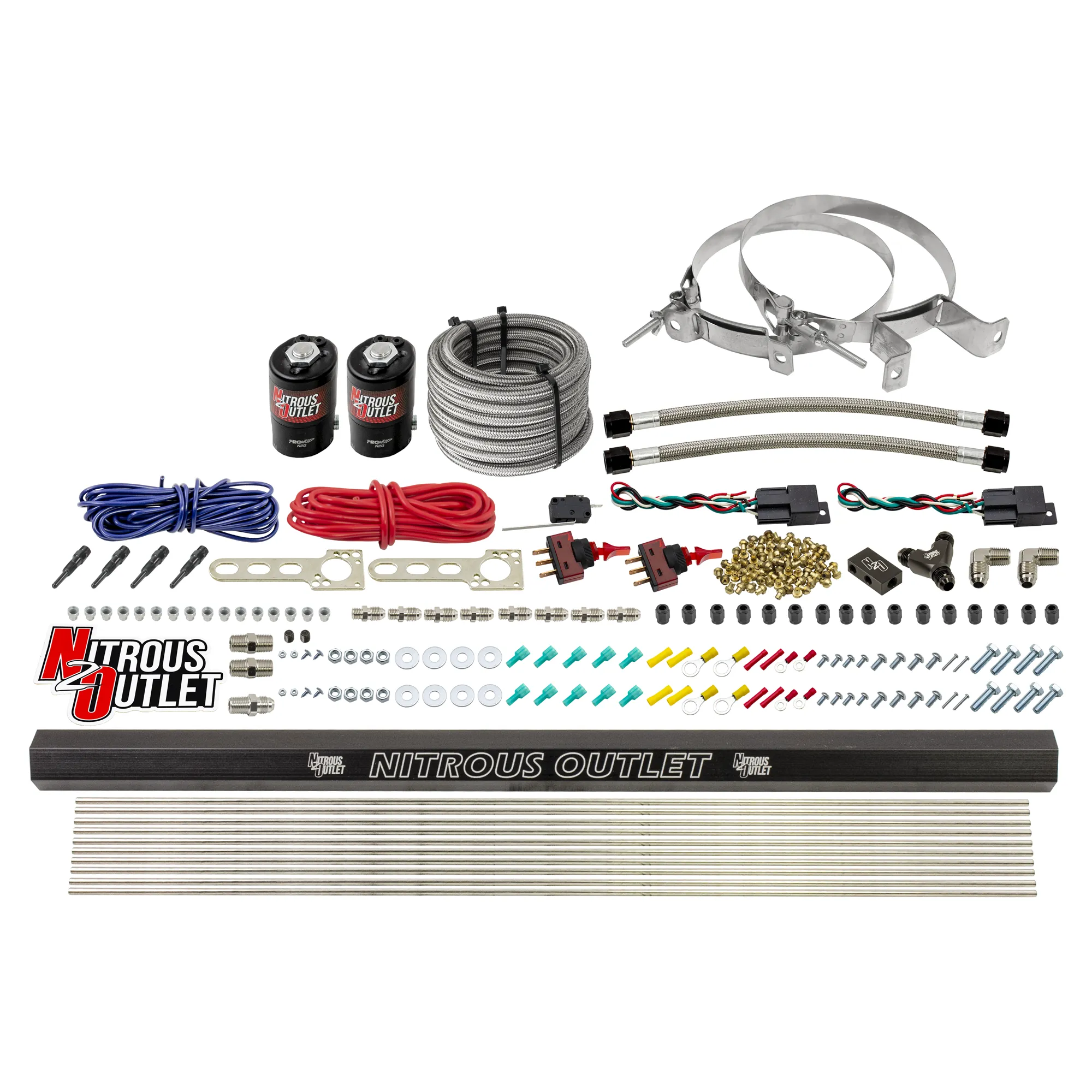 Nitrous Outlet Dry 4 Cylinder Dual Stage Direct Port System - Two .122 Nitrous Solenoids/Dual Passage Injection Rail/SBT D...