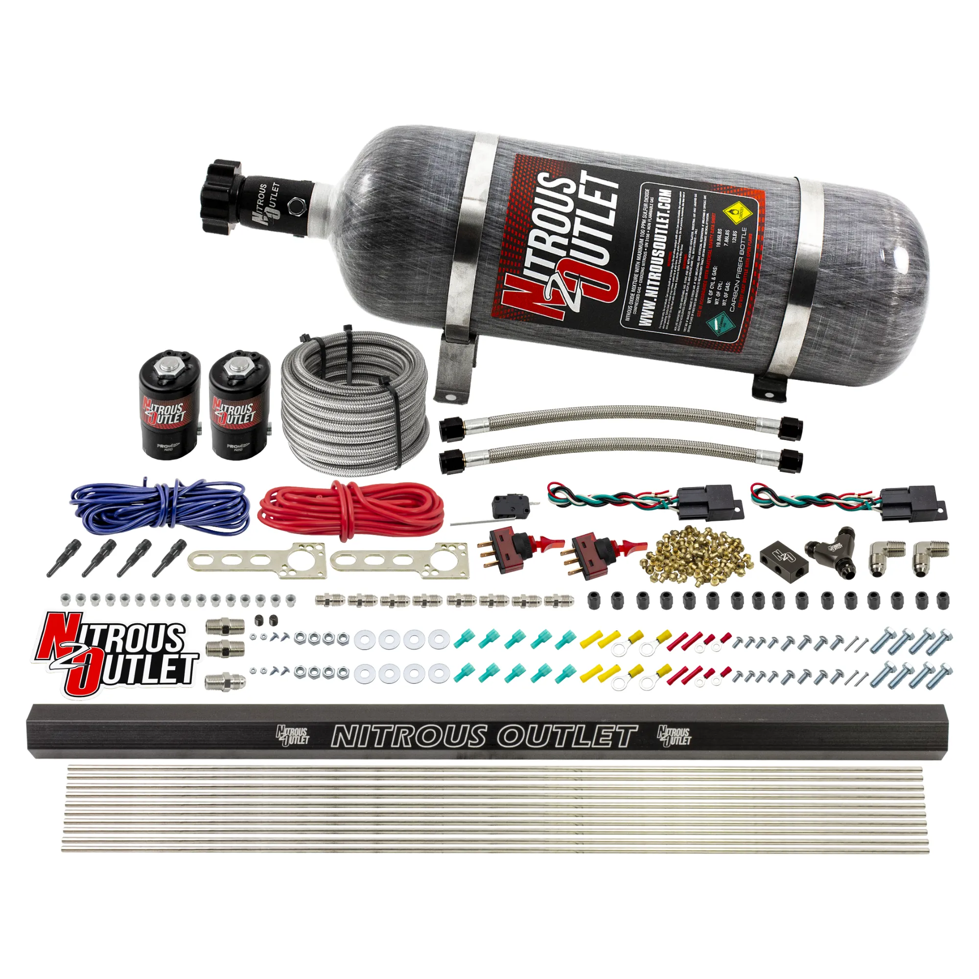 Nitrous Outlet Dry 4 Cylinder Dual Stage Direct Port System - Two .122 Nitrous Solenoids/Dual Passage Injection Rail/SBT D...