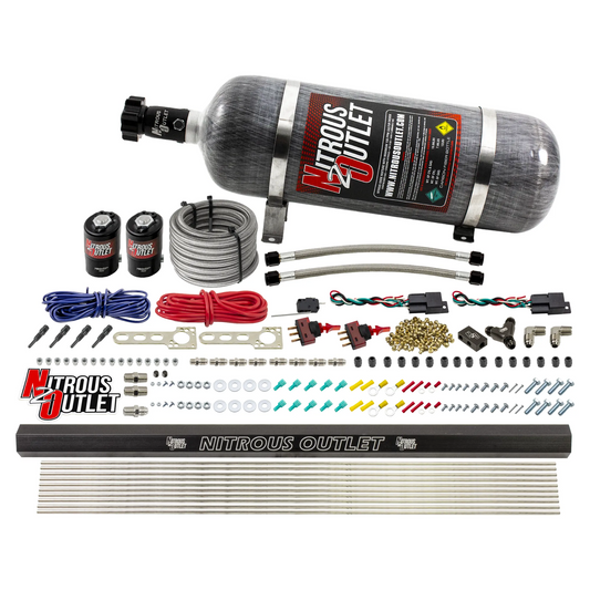 Nitrous Outlet Dry 4 Cylinder Dual Stage Direct Port System - Two .122 Nitrous Solenoids/Dual Passage Injection Rail/SBT D...