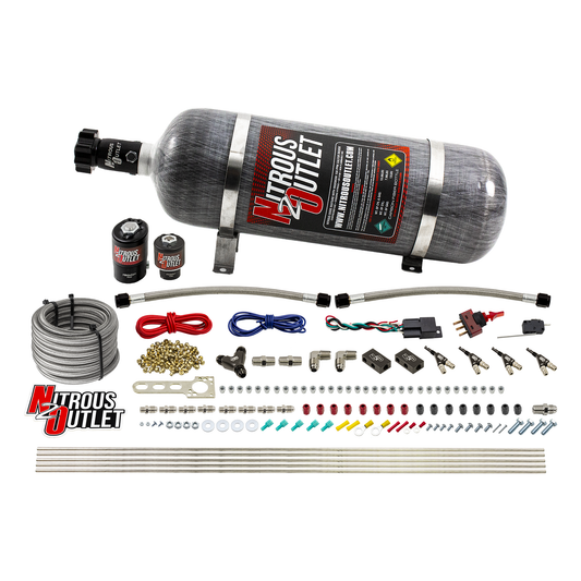 Nitrous Outlet 4 Cylinder Direct Port System - .122 Nitrous Solenoid/.177 Fuel Solenoid/Distribution Blocks/90 Degree Disc...