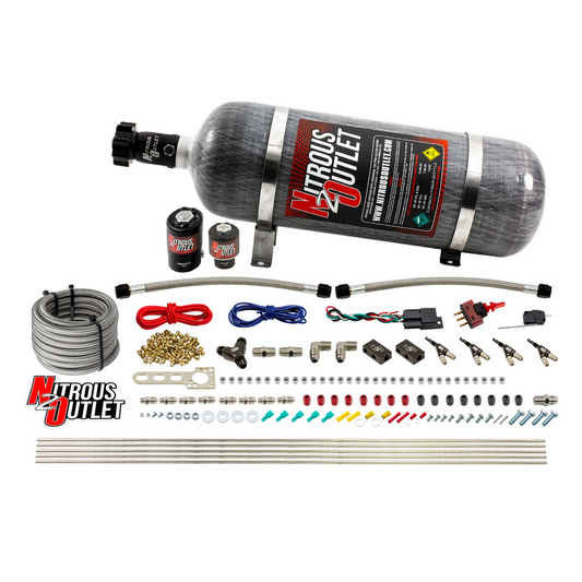 Nitrous Outlet 4 Cylinder Direct Port System - .122 Nitrous Solenoid/.177 Fuel Solenoid/Distribution Blocks/90 Degree Disc...