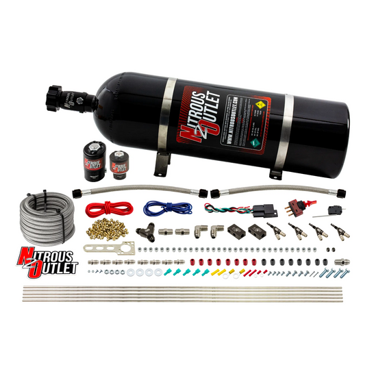 Nitrous Outlet 4 Cylinder Direct Port System - .122 Nitrous Solenoids/.177 Fuel Solenoids/Dual Passage Injection Rail/90 D...