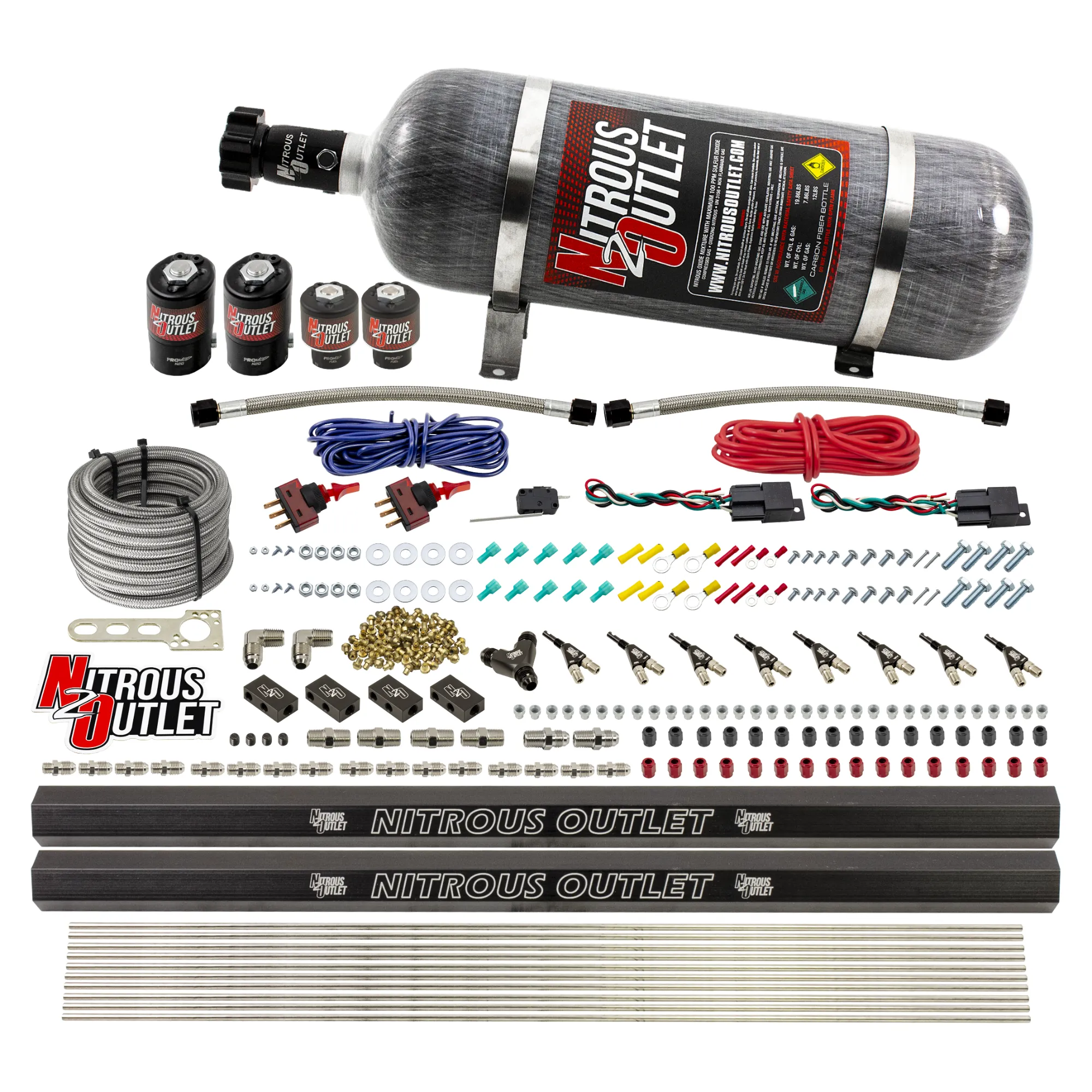 Nitrous Outlet 4 Cylinder Dual Stage Direct Port System - Two .122 Nitrous Solenoids/Two .177 Fuel Solenoids/Two Dual Pass...