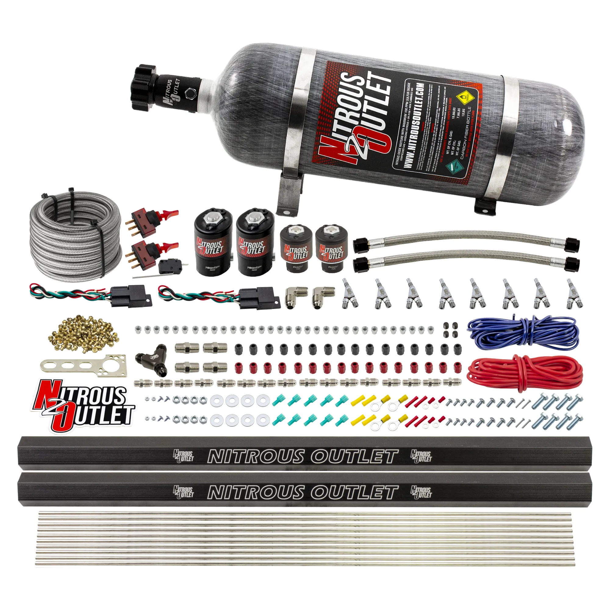 Nitrous Outlet 4 Cylinder Dual Stage Direct Port System - Two .122 Nitrous Solenoids/Two .177 Fuel Solenoids/Two Dual Pass...
