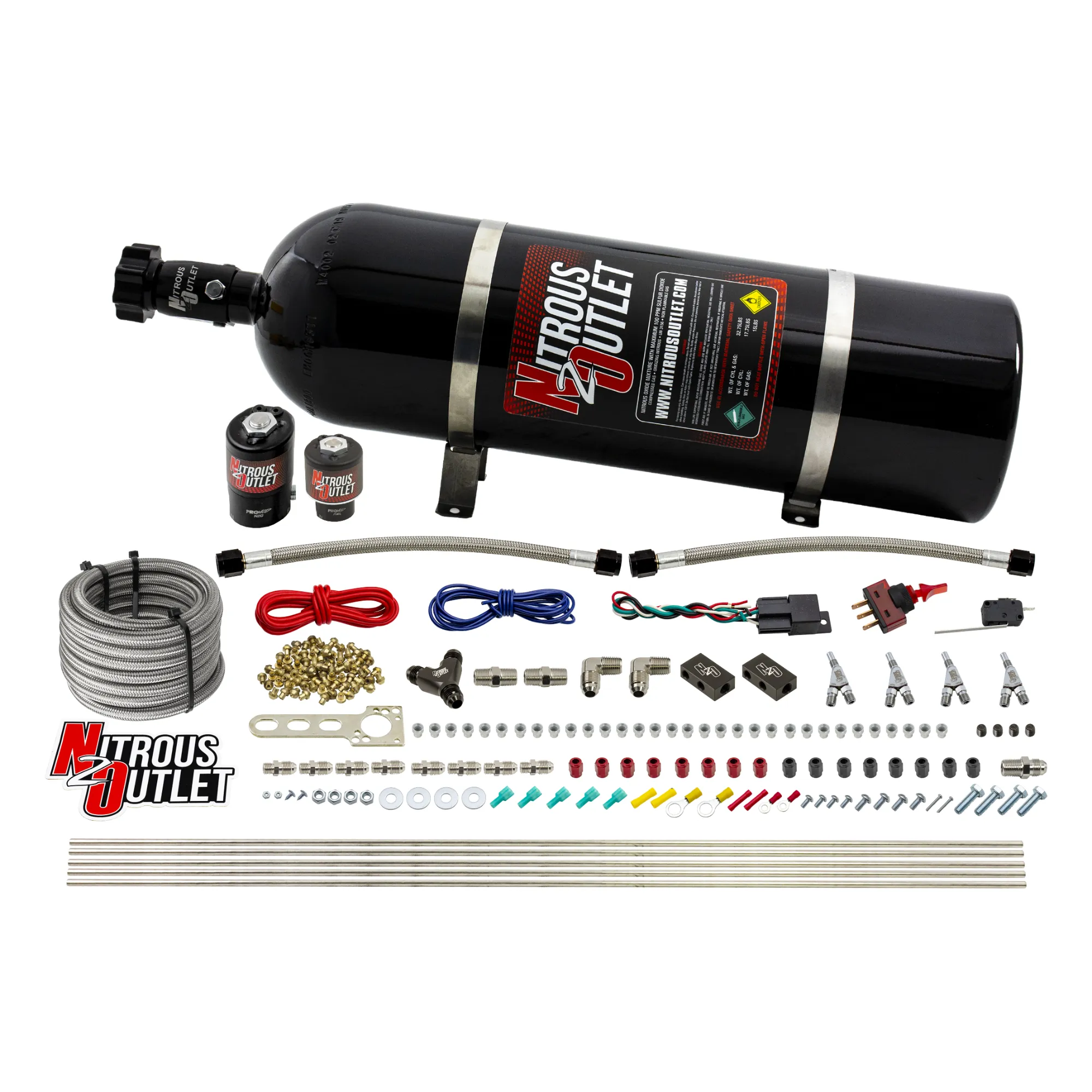 Nitrous Outlet 4 Cylinder Direct Port System - .122 Nitrous Solenoid/.177 Fuel Solenoid/Distribution Blocks/Annular Degree...