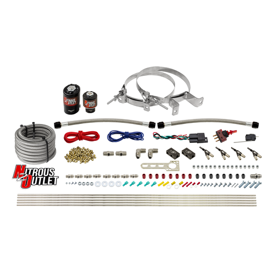 Nitrous Outlet 4 Cylinder Direct Port System - .122 Nitrous Solenoid/.177 Fuel Solenoid/Distribution Blocks/90 Degree Disc...