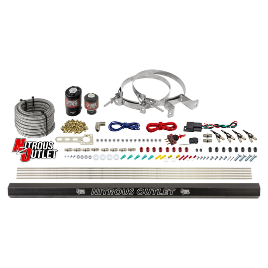 Nitrous Outlet 4 Cylinder Direct Port System - .122 Nitrous Solenoids/.177 Fuel Solenoids/Dual Passage Injection Rail/90 D...