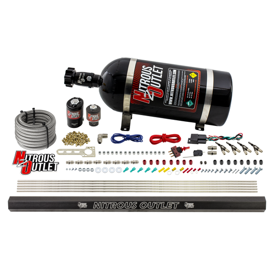 Nitrous Outlet 4 Cylinder Direct Port System - .122 Nitrous Solenoids/.177 Fuel Solenoids/Dual Passage Injection Rail/90 D...