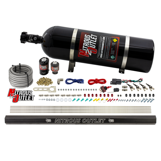 Nitrous Outlet 4 Cylinder Direct Port System - .122 Nitrous Solenoids/.177 Fuel Solenoids/Dual Passage Injection Rail/90 D...