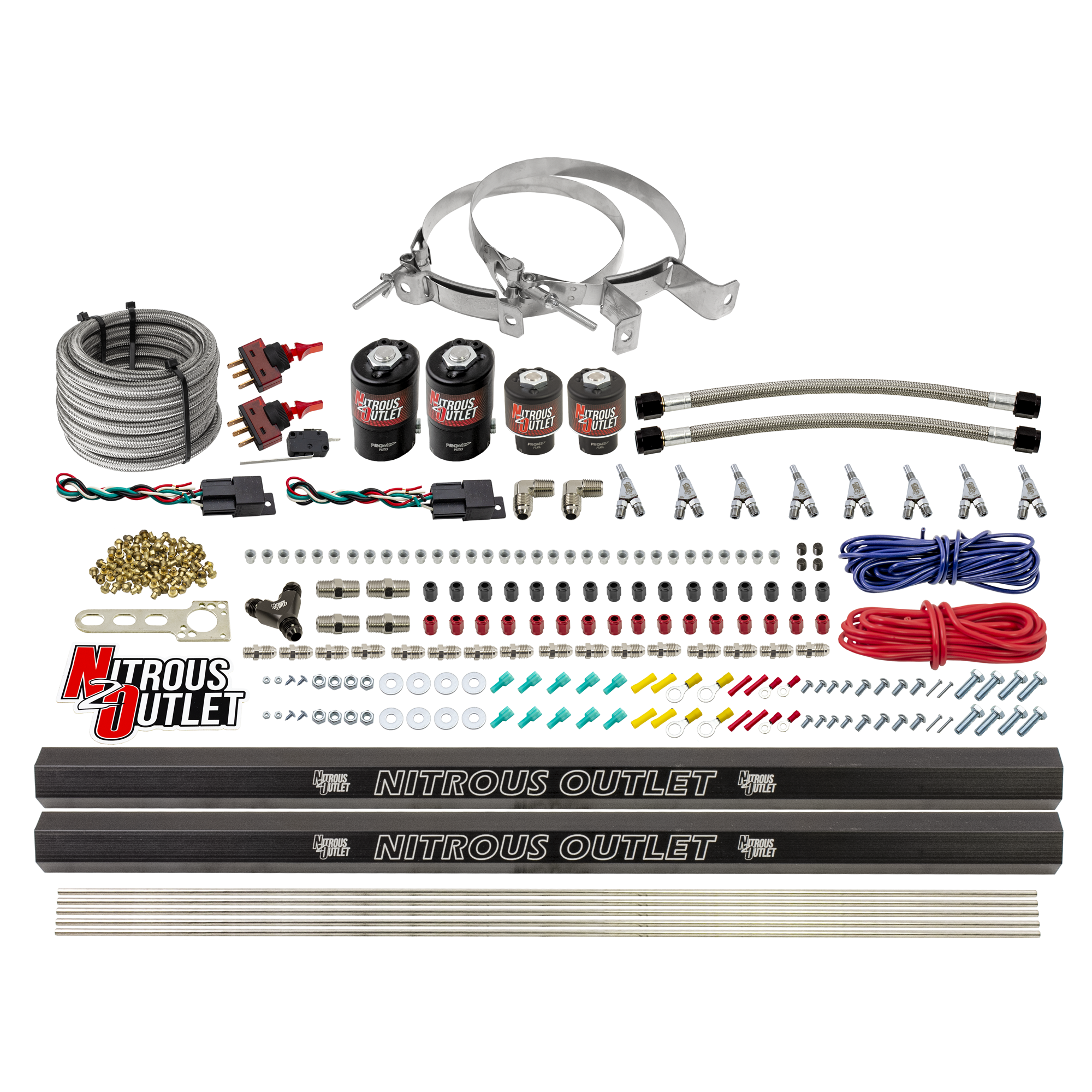 Nitrous Outlet 4 Cylinder Dual Stage Direct Port System - Two .122 Nitrous Solenoids/Two .177 Fuel Solenoids/Two Dual Pass...