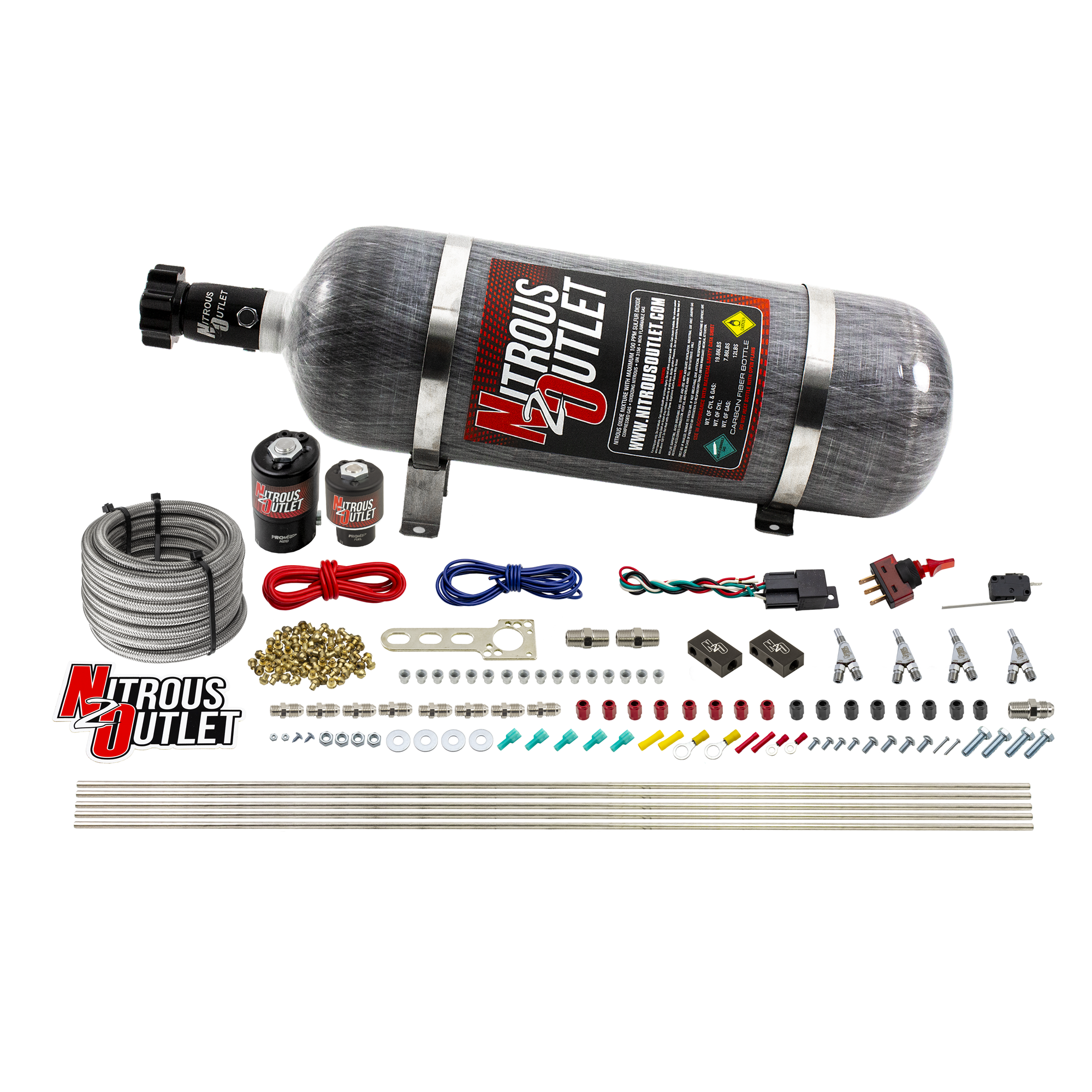 Nitrous Outlet 4 Cylinder Direct Port System - .122 Nitrous Solenoid/.177 Fuel Solenoid/Distribution Blocks/Annular Degree...