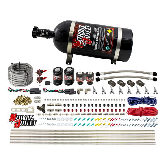 Nitrous Outlet 4 Cylinder Dual Stage Direct Port System - Two .122 Nitrous Solenoids/Two .177 Fuel Solenoids/Distribution ...