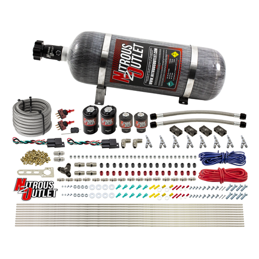 Nitrous Outlet 4 Cylinder Dual Stage Direct Port System - Two .122 Nitrous Solenoids/Two .177 Fuel Solenoids/Distribution ...