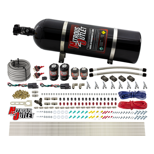 Nitrous Outlet 4 Cylinder Dual Stage Direct Port System - Two .122 Nitrous Solenoids/Two .177 Fuel Solenoids/Distribution ...