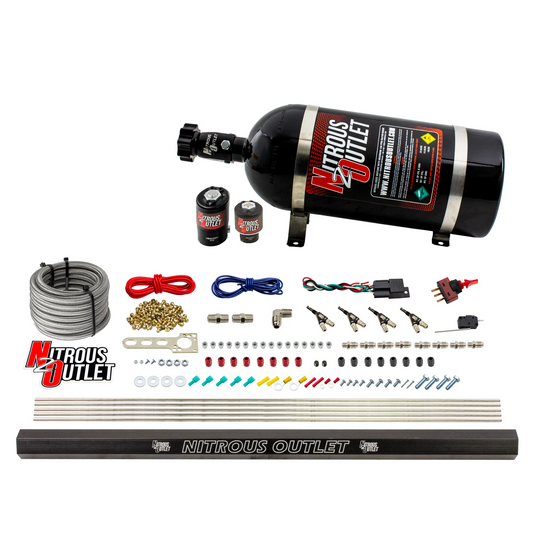 Nitrous Outlet 4 Cylinder Direct Port System - .122 Nitrous Solenoids/.177 Fuel Solenoids/Dual Passage Injection Rail/90 D...