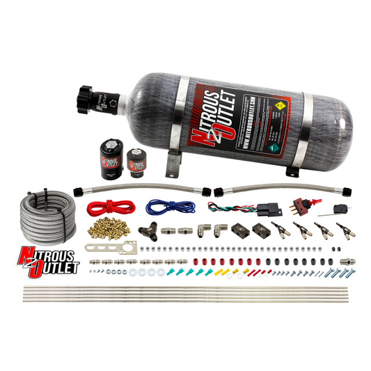 Nitrous Outlet 4 Cylinder Direct Port System - .122 Nitrous Solenoids/.177 Fuel Solenoids/Dual Passage Injection Rail/90 D...