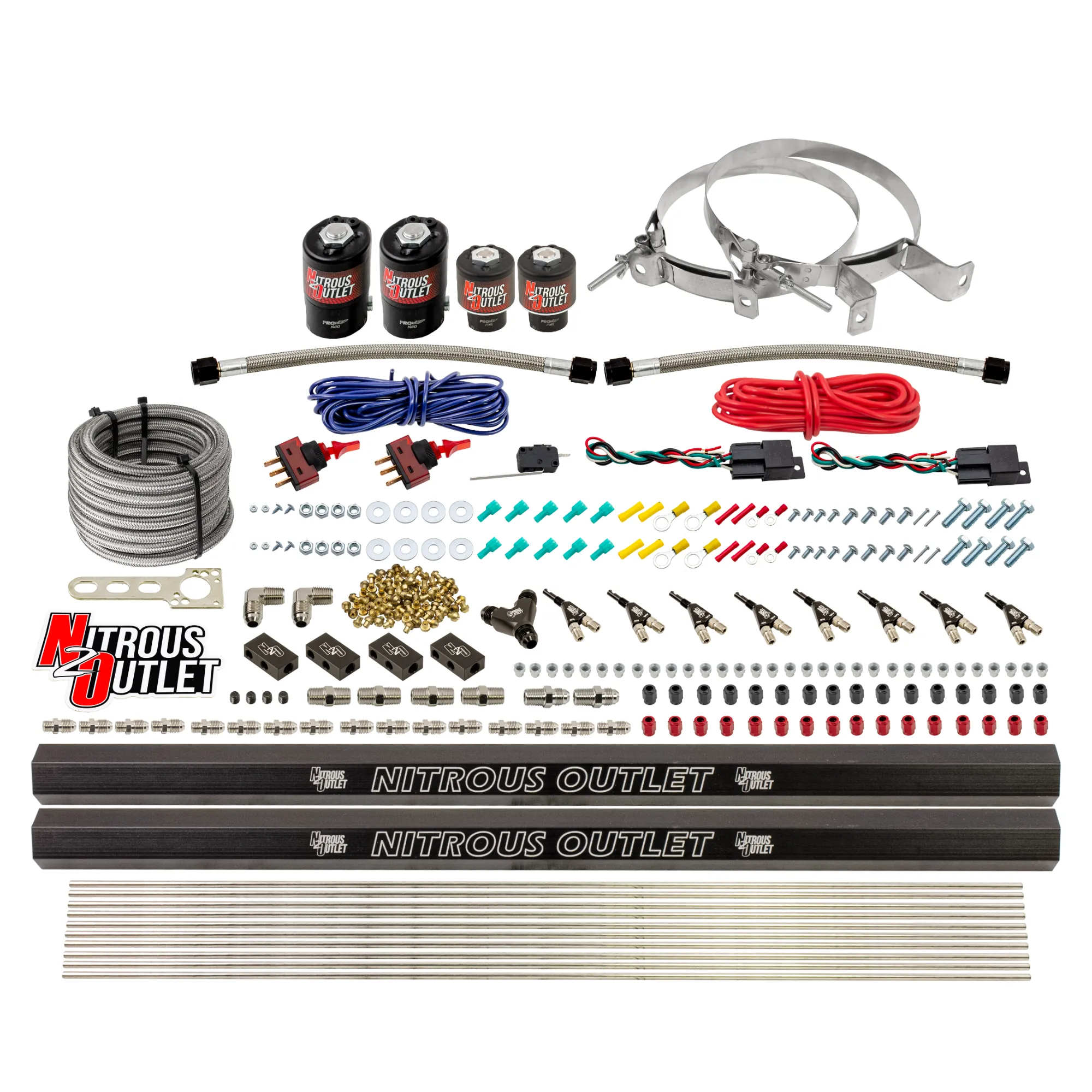 Nitrous Outlet 4 Cylinder Dual Stage Direct Port System - Two .122 Nitrous Solenoids/Two .177 Fuel Solenoids/Two Dual Pass...