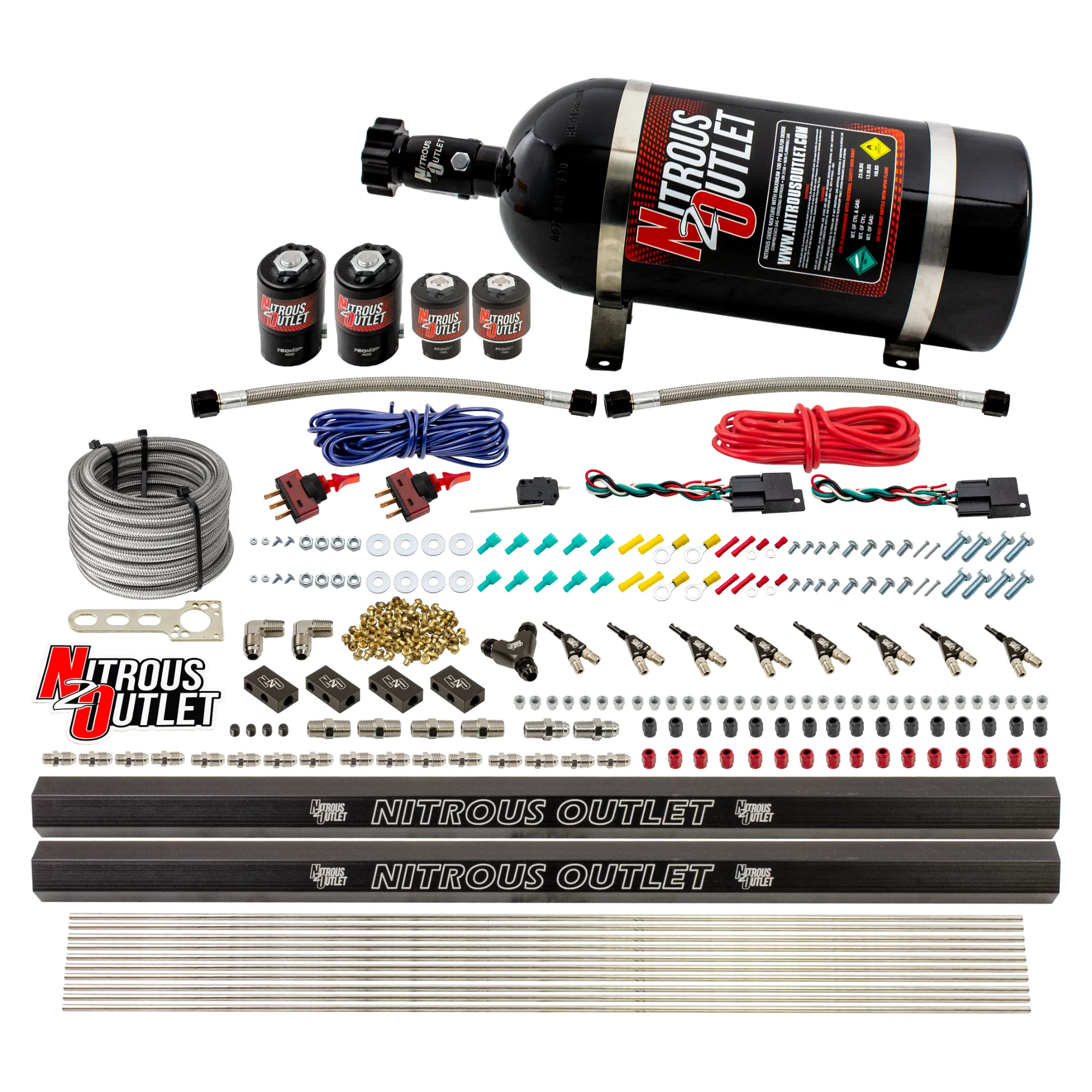 Nitrous Outlet 4 Cylinder Dual Stage Direct Port System - Two .122 Nitrous Solenoids/Two .177 Fuel Solenoids/Two Dual Pass...