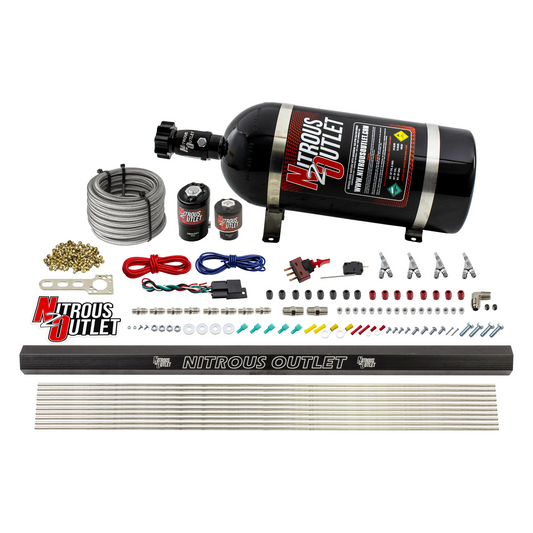 Nitrous Outlet 4 Cylinder Direct Port System - .122 Nitrous Solenoids/.177 Fuel Solenoids/Dual Passage Injection Rail/Annu...