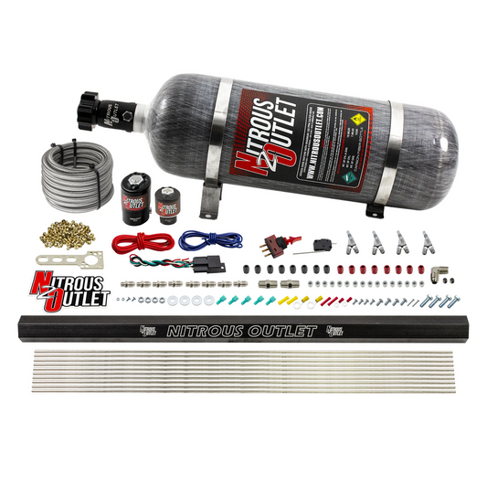 Nitrous Outlet 4 Cylinder Direct Port System - .122 Nitrous Solenoids/.177 Fuel Solenoids/Dual Passage Injection Rail/Annu...