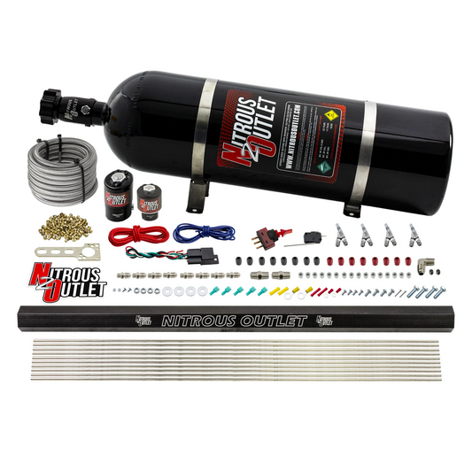 Nitrous Outlet 4 Cylinder Direct Port System - .122 Nitrous Solenoids/.177 Fuel Solenoids/Dual Passage Injection Rail/Annu...