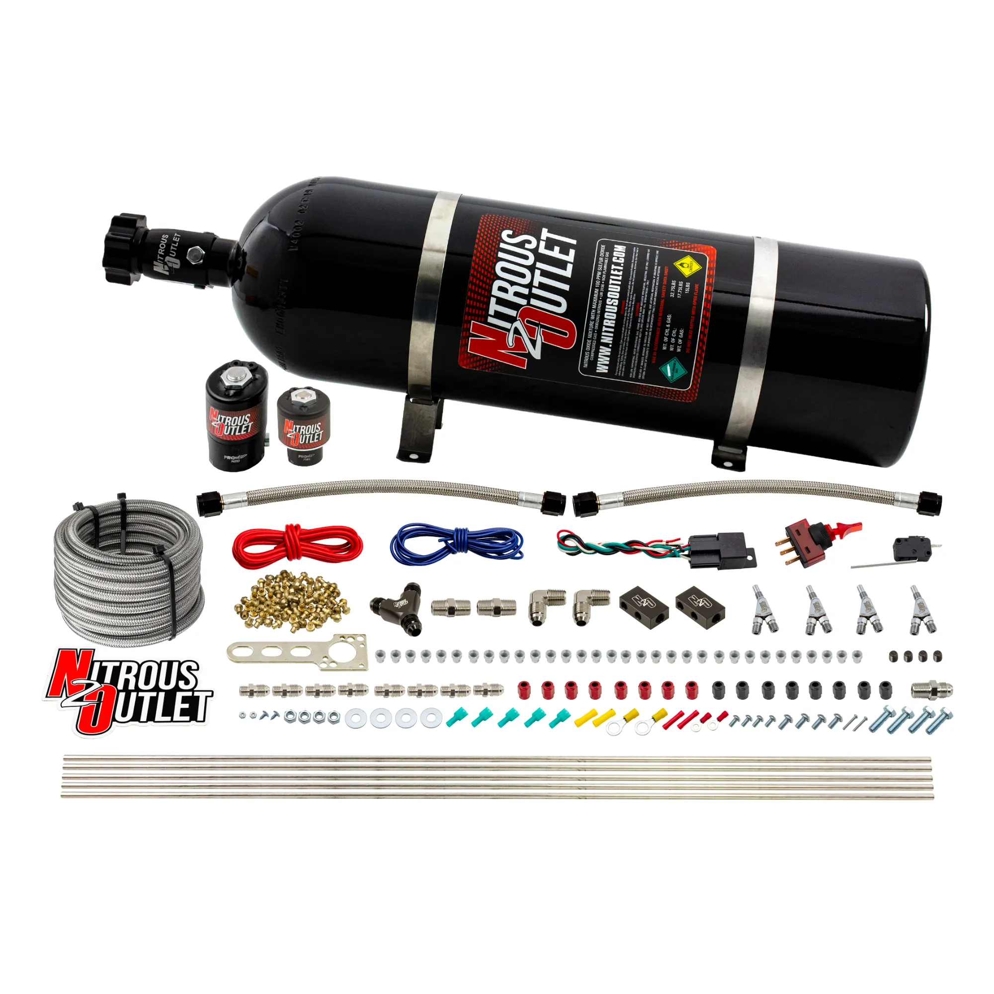 Nitrous Outlet 4 Cylinder Direct Port System - .122 Nitrous Solenoid/.177 Fuel Solenoid/Distribution Blocks/Annular Degree...