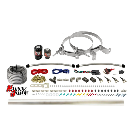 Nitrous Outlet 4 Cylinder Direct Port System - .122 Nitrous Solenoid/.177 Fuel Solenoid/Distribution Blocks/90 Degree Disc...
